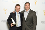 Cory Sanchez and Benito Martinez on the Winners Walk at the 36th College Television Awards at the Skirball Cultural Center in Los Angeles, April 23, 2015.