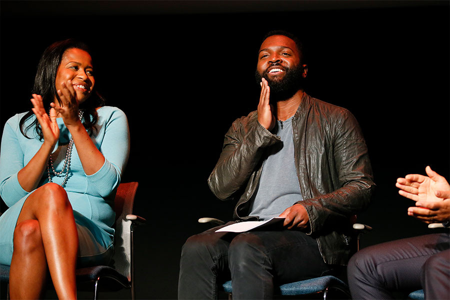 Courtney Kemp Aghoh and Baratunde Thurston at Unlock Our Potential at the Television Academy's Saban Media Center, August 9, 2016.