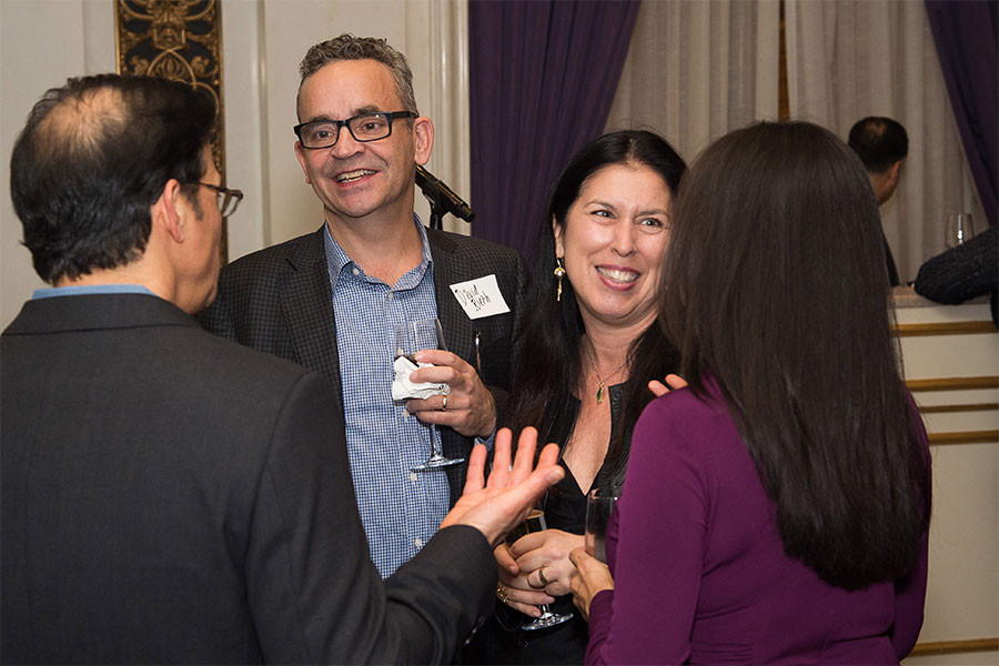 David Rieth and Christine Delfico and friends at the New York Networking Night Out, November 13, 2015 at the St. Regis in New York City.