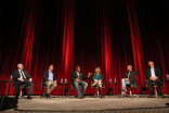 Steven S. DeKnight, Hart Hanson, Ali LeRoi, Tara Bennett, Damon Lindelof, Mike Royce at Showrunners: The Art of Running a TV Show, in North Hollywood, California.