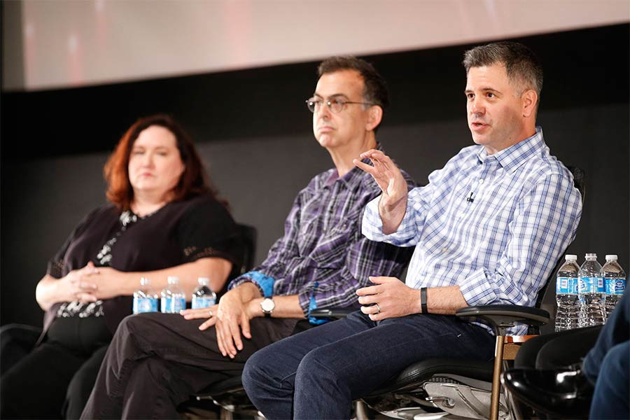 Emily Hsuan, John Duffy and Jason Bielski at Primecuts 2014 in North Hollywood, California.