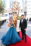 Ricardo Vega and Karen Forcano on the red carpet at the 2019 Creative Arts Emmys.