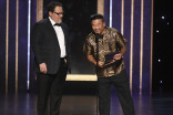 Jon Farvreau and Roy Choi present an award at the 2019 Creative Arts Emmy Awards.