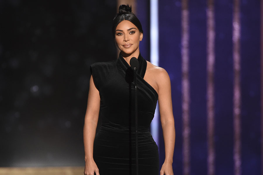 Kim Kardashian West presents an award at the 2019 Creative Arts Emmys. 