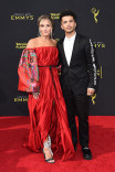 Ellie Woods and Jordan Fisher on the red carpet at the 2019 Creative Arts Emmys.