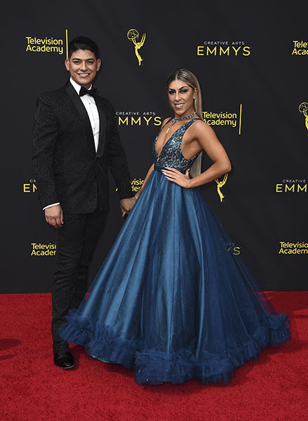 Ricardo Vega and Karen Forcano on the red carpet at the 2019 Creative Arts Emmys.