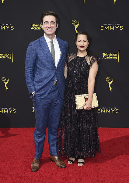 Matt Gehring and Shaina Taub on the red carpet at the 2019 Creative Arts Emmys.