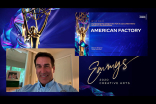 Rob Riggle presents the award for Outstanding Directing For A Documentary/Nonfiction Program to Steven Bognar and Julia Reichert for American Factory at Night One of the Creative Arts Emmys.