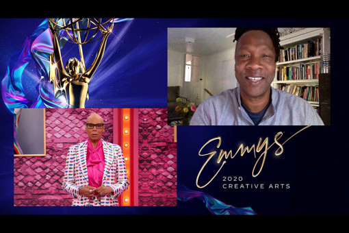 RuPaul Charles presents the award for Outstanding Documentary Or Nonfiction Special to Roger Ross Williams for The Apollo at Night One of the Creative Arts Emmys.