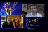 Hilarie Burton Morgan and Jeffrey Dean Morgan present the award for Outstanding Special Visual Effects In A Supporting Role to Dominic Remane for Vikings at the Night Three of the Creative Arts Emmys. 