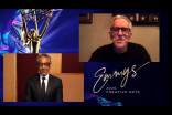Giancarlo Esposito presents the award for Outstanding Single-Camera Picture Editing For A Drama Series to Bill Henry for Succession on Night Three of the Creative Arts Emmys. 