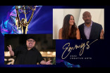 Gabriel Iglesias presents the award for Outstanding Original Interactive Program to Jana Carter and Van Jones for The Messy Truth VR Experience on Night Four of the Creative Arts Emmys. 