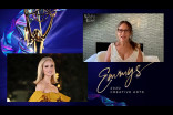 Erin Moriarty presents the award for Outstanding Music Supervision to Robin Urdang of The Marvelous Mrs. Maisel on Night Four of the Creative Arts Emmys.