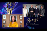 Cheryl Burke presents the Emmy for Outstanding Innovation in Interactive Programming to Rodrigo Terra, Ricardo Justus, Edouard De Montmort and Ricardo Laganar for The Line at Night Four of the Creative Arts Emmys. 