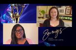 Lynarion Hubbard, left, and Nena Erb accept the Emmy for Outstanding Single-Camera Picture Editing For A Comedy Series for Insecure on Night Five of the Creative Arts Emmys. 