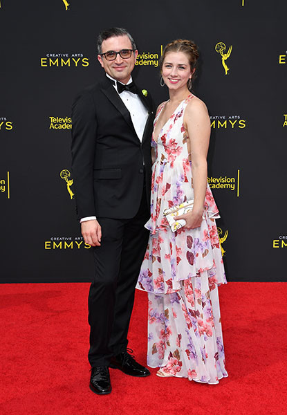 Lawson Deming and Paula Deming on the red carpet at the 2019 Creative Arts Emmys.