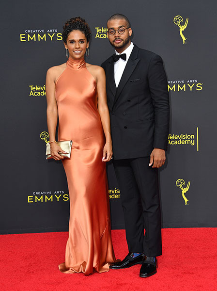 Briana Henry and Kris Bowers on the red carpet at the 2019 Creative Arts Emmys.