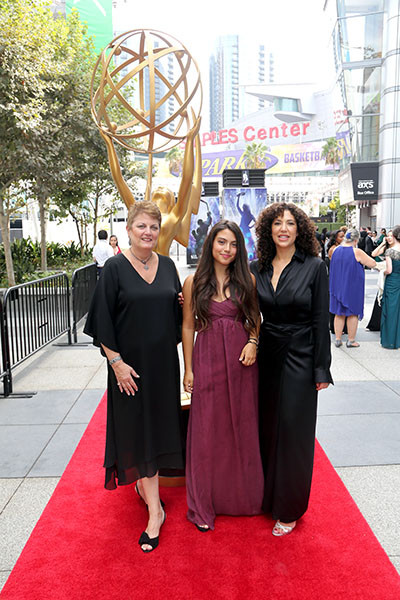  Susan Benaroya, Eve Rudin, and Sara Rodriguez on the Red Carpet at the 2019 Creative Arts Emmys. 