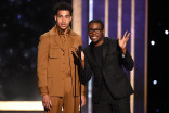 Marcus Scribner and Shameik Moore on stage at the 2019 Creative Arts Emmy Awards.
