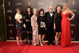 Costume hair and makeup team of Downton Abbey on the red carpet the 2016 Creative Arts Emmys.