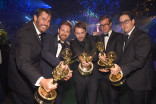 Jack Martin, Christopher D'Elia, Chris Hardwick, Alex Blagg, and Joe Farrell at the 2016 Creative Arts Ball.