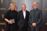 Katharina Otto-Bernstein, Fenton Bailey, and Randy Barbato on the red carpet at the 2016 Creative Arts Emmys.