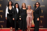 Gloria Steinem and team on the red carpet at the 2016 Creative Arts Emmys. 