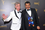 Bill Nye, left, and Neil deGrasse Tyson on the red carpet at the 2016 Creative Arts Emmys.