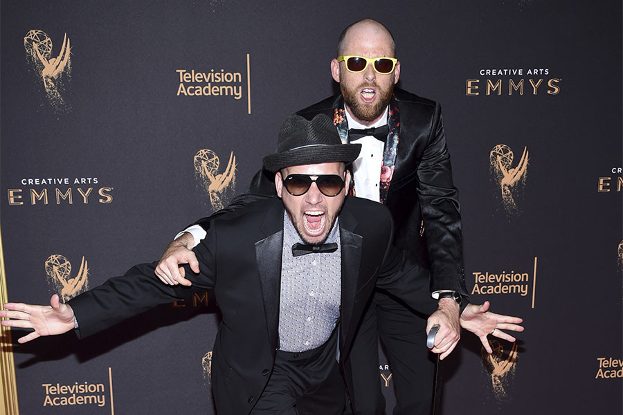 Lloyd Ahlquist and Peter Shukoff on the red carpet at the 2017 Creative Arts Emmys.