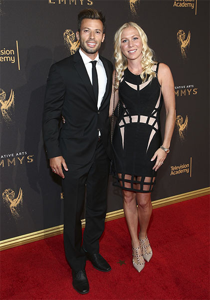 Jason Marello and Tara Long on the red carpet at the 2017 Creative Arts Emmys.