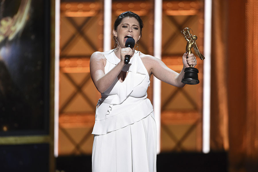 Rachel Bloom on stage at the 2017 Creative Arts Emmys.