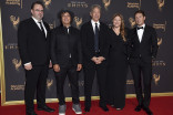 Marc Cote, Nathan Ross, David E. Kelley, Bruna Papandrea and Per Saari on the red carpet at the 2017 Creative Arts Emmys.