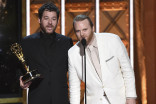 Kyle Dixon and Michael Stein accept an award at the 2017 Creative Arts Emmys.