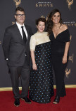 David Schlussel, Molly R. Stern, and Lona Vigi on the red carpet at the 2017 Creative Arts Emmys. 