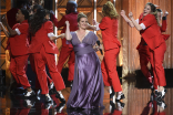 Mandy Moore on stage at the 2017 Creative Arts Emmys.