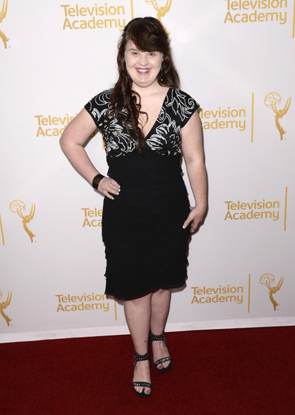 Jamie Brewer of American Horror Story: Coven arrives at the Producers nominee reception.