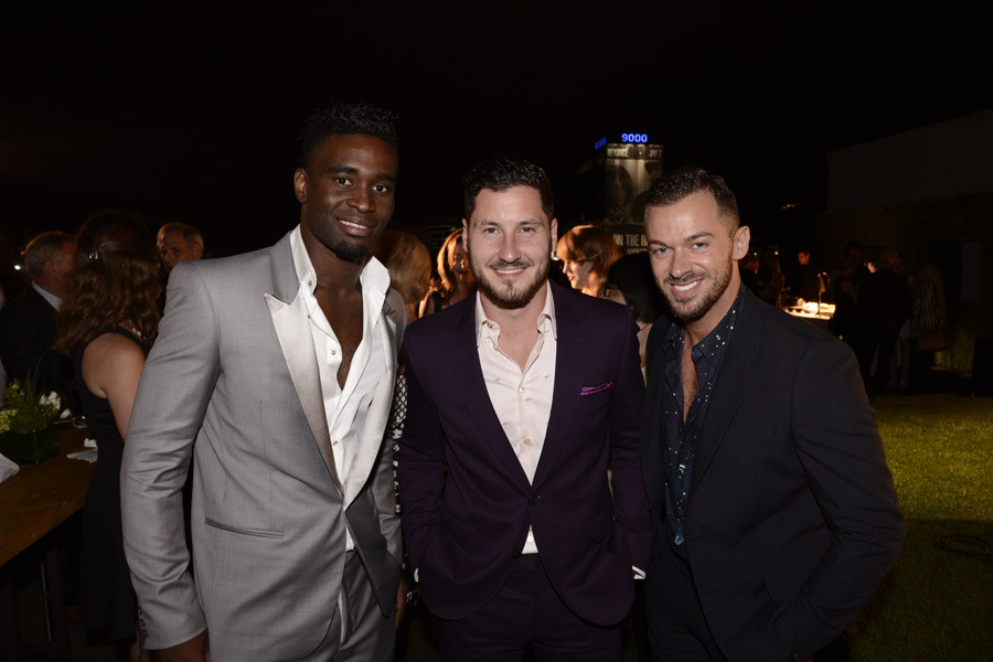 (From left) Keoikantse Motsepe, Valentin Chmerkovskiy and Artem Chigvintsev attend the Producers nominee reception.
