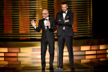 Presenters Jim Rash and Joel McHale at the 2014 Primetime Creative Arts Emmys.