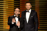 Presenters Jim Rash and Joel McHale at the 2014 Primetime Creative Arts Emmys.