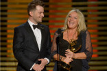 Adam James Phillips and Magi Vaughn accept the award for outstanding hairstyling for a single-camera series for their work on Downton Abbey.