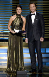 Presenters Bellamy Young and Tony Goldwyn at the 2014 Primetime Creative Arts Emmys.