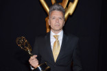 Valerio Ventura celebrates his win at the 2014 Primetime Creative Arts Emmys.