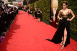 Stephanie Bauer on the Red Carpet at the 2015 Creative Arts Emmys.