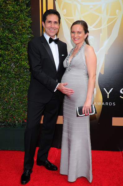 Mac Quayle and Cat Deakins arrive on the red carpet at the Creative Arts Emmy Awards 2015.
