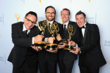 Miles Presland Donovan, Luke Best, Peter Mellor and Chris Sayer backstage at the 2015 Creative Arts Emmys.