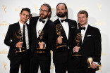 Dan Gregoras, Jeremy Cox, Jon Hassell, Griffin Frazen backstage at the Creative Arts Emmy Awards 2015.
