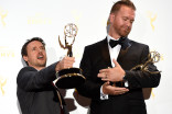 Kyle Dunnigan and Jim Roach backstage at the 2015 Creative Arts Emmys.