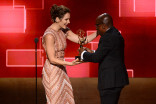 Katharine McPhee presents award to Greg Phillinganes at the Creative Arts Emmy Awards 2015. 