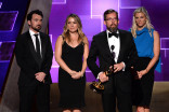 The team of The Saturday Night Live 40th Anniversary Special accepts their award at the 2015 Creative Arts Emmy Awards.