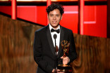 Alonso Ramirez Ramos accepts his award at the 2015 Creative Arts Emmys.